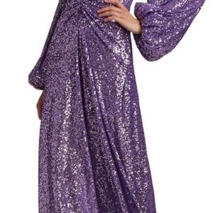 Purple Sequin Dress with Green Mini Bag